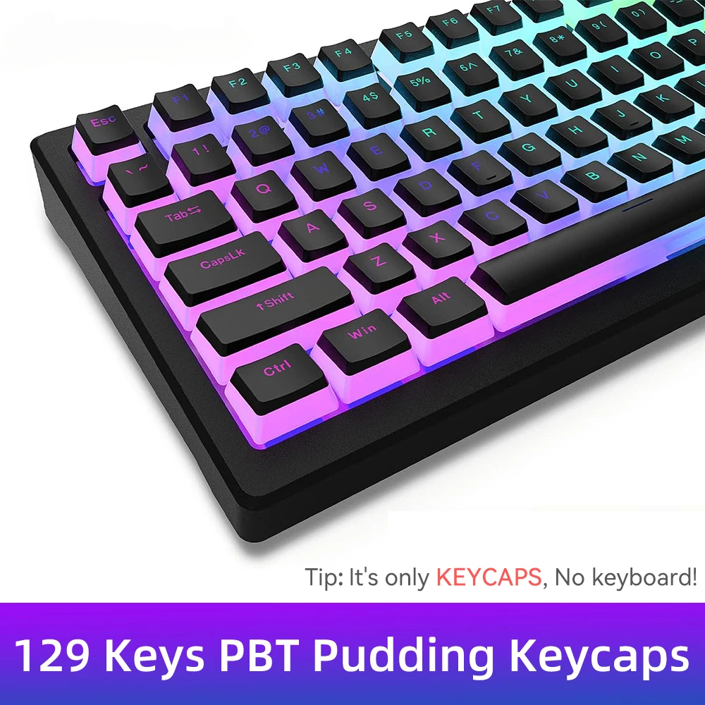 Gaming Keyboard And Mouse Combo - New Pudding PBT Keycaps 129 Keys
