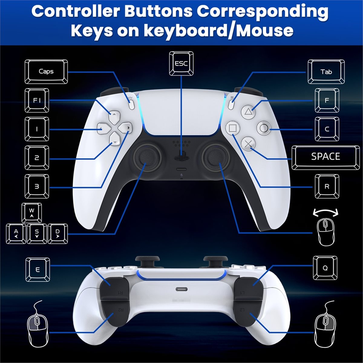 Gaming Keyboard Type C - fine For PS5 Gaming Keyboard and