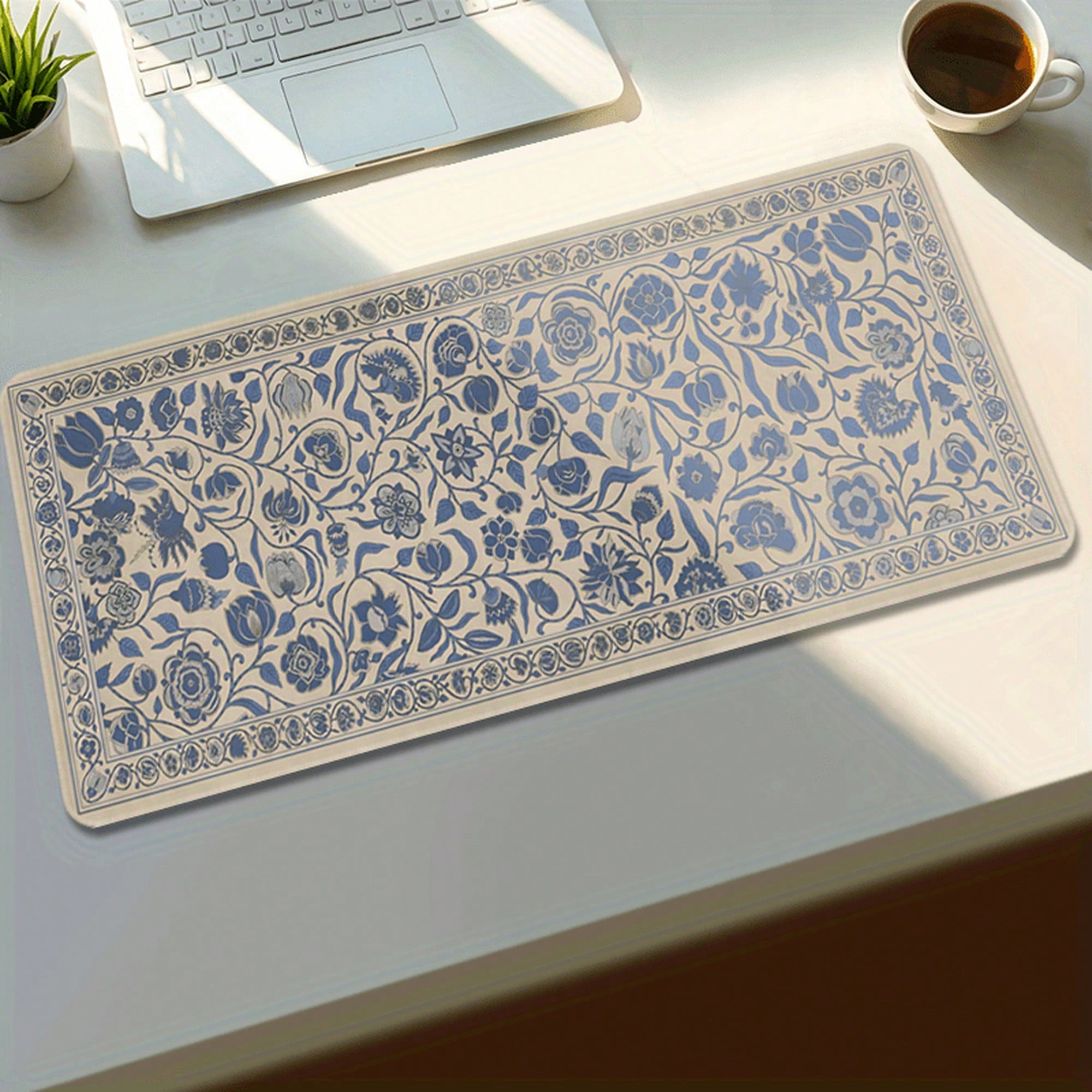 Elegant Floral Blue And Beige  - مراجعة Gaming Keyboard Blue وسعره