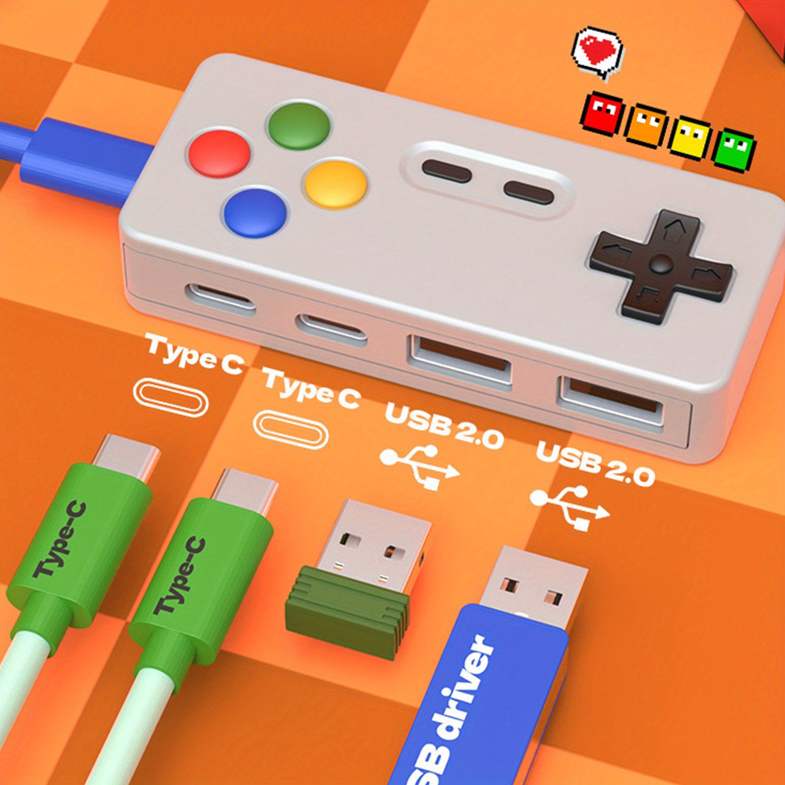 1PC Cartoon USB C Extension Ad - مراجعة Gaming Keyboard Type C وسعره