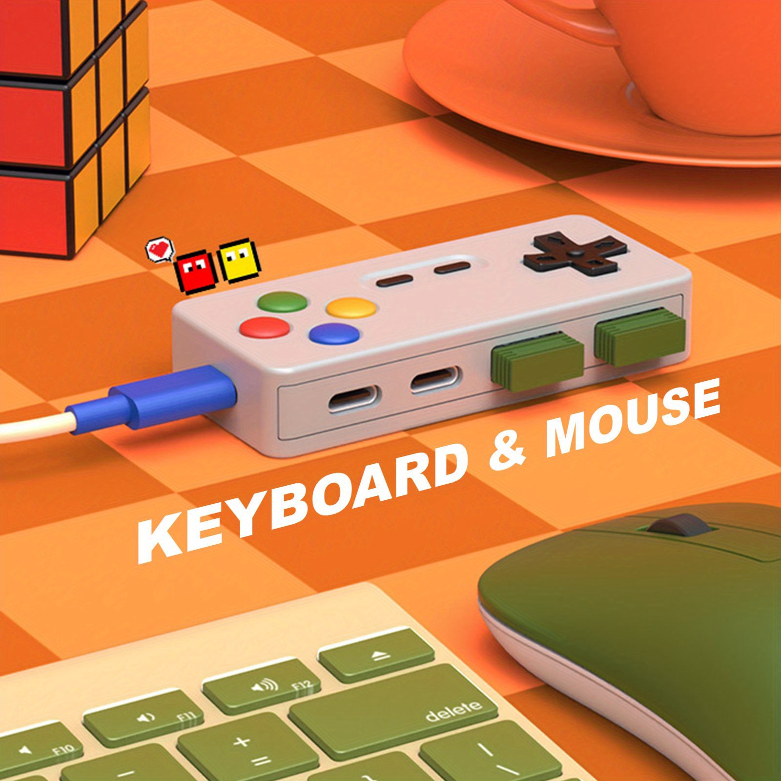 1PC Cartoon USB C Extension Ad - مراجعة Gaming Keyboard Type C وسعره