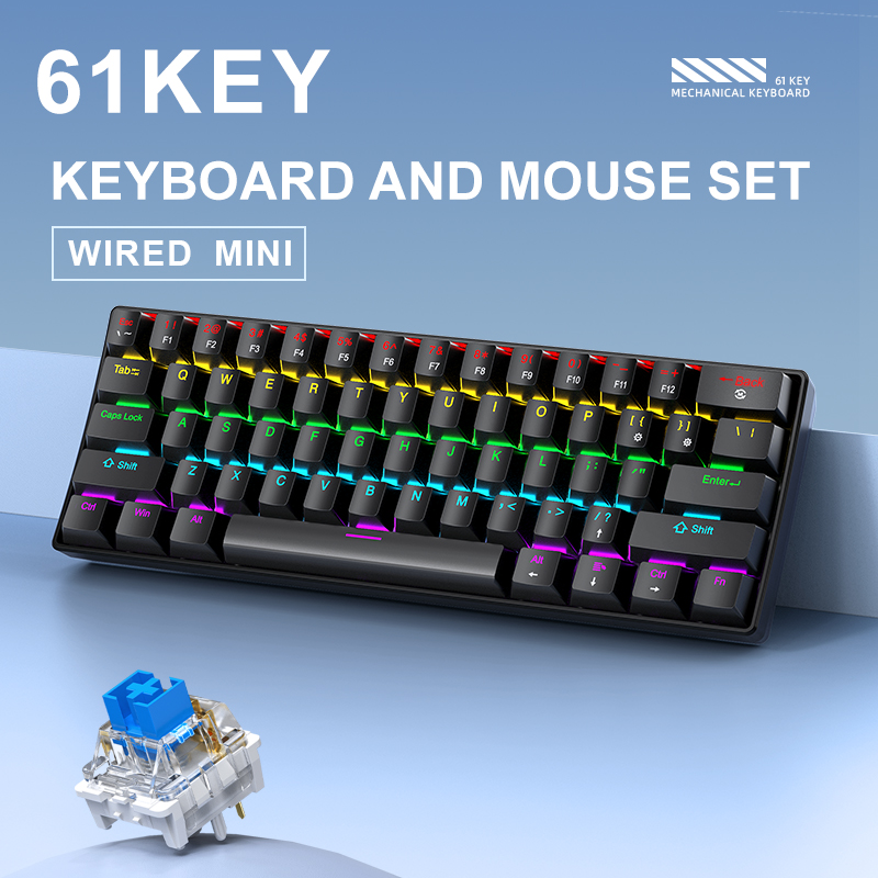 APAYADO K61 Mini Mechanical Ke - مراجعة Gaming Keyboard And Mouse Combo وسعره