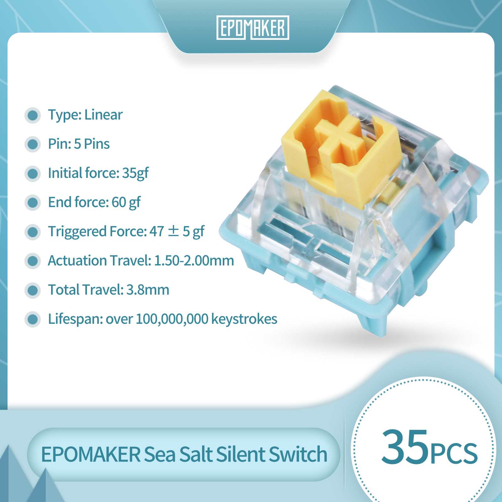 35 Pieces EPOMAKER Sea Salt Si - مراجعة Gaming Keyboard Mechanical Wireless وسعره