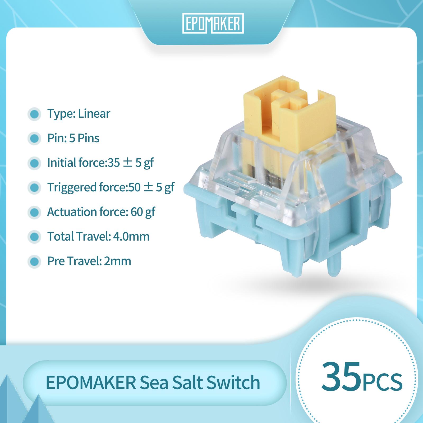 35 Pieces EPOMAKER Sea Salt Si - مراجعة Gaming Keyboard Mechanical Wireless وسعره