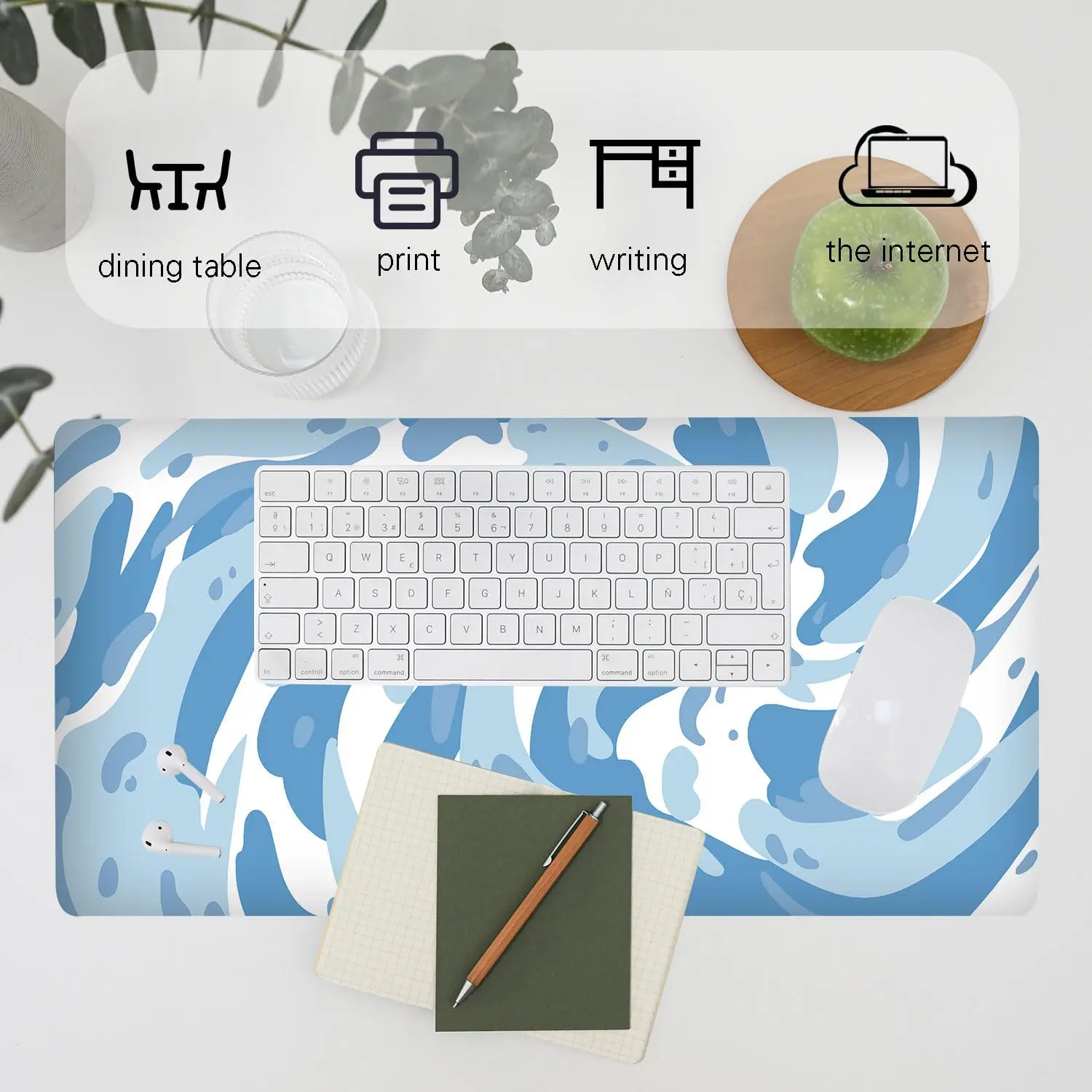 Light Blue Camo Swirl Pattern  - مراجعة Gaming Keyboard Blue وسعره