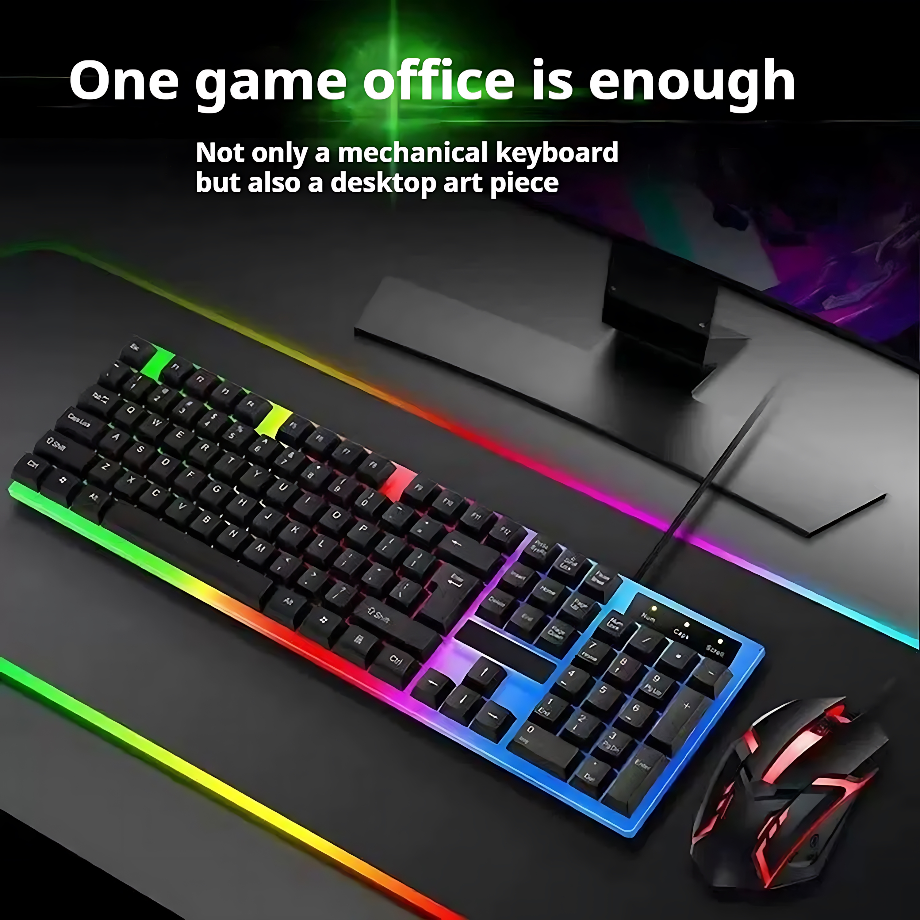 Rainbow Backlit Wired Keyboard - مراجعة Gaming Keyboard Mouse Combo وسعره
