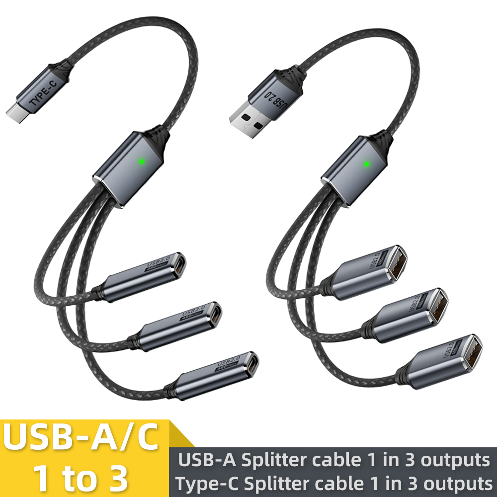 USB splitter cable 1-in-3outpu - مراجعة Gaming Keyboard Type C وسعره