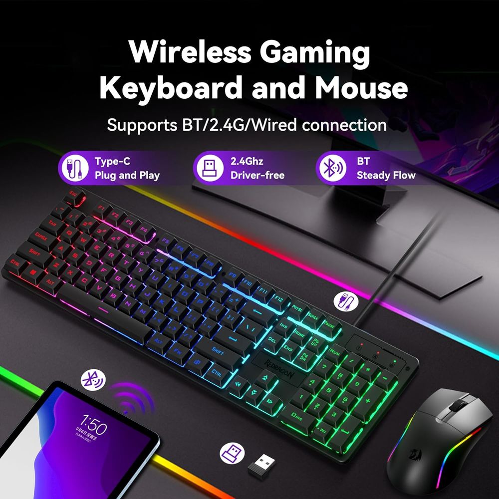 Wireless RGB Gaming Keyboard a - مراجعة Gaming Keyboard And Mouse Combo وسعره