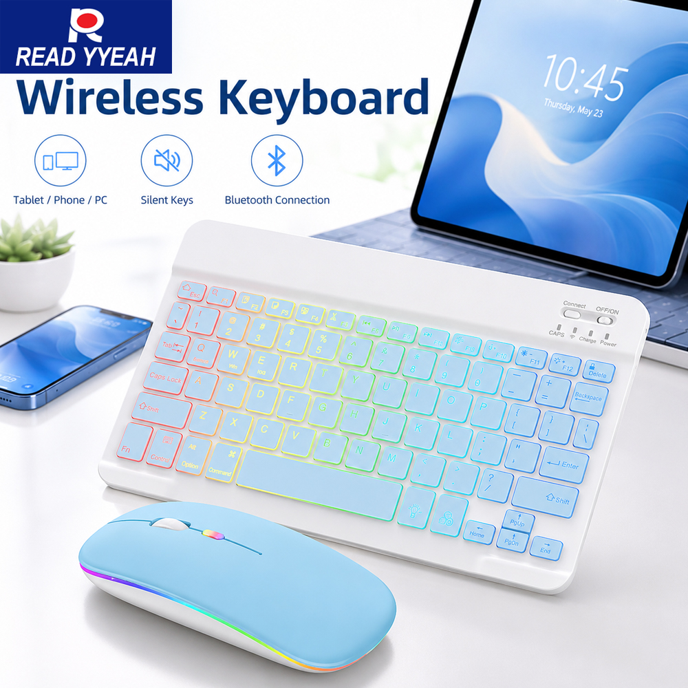 New Ultra Slim Portable 7 Colo - مراجعة Gaming Keyboard Wireless وسعره