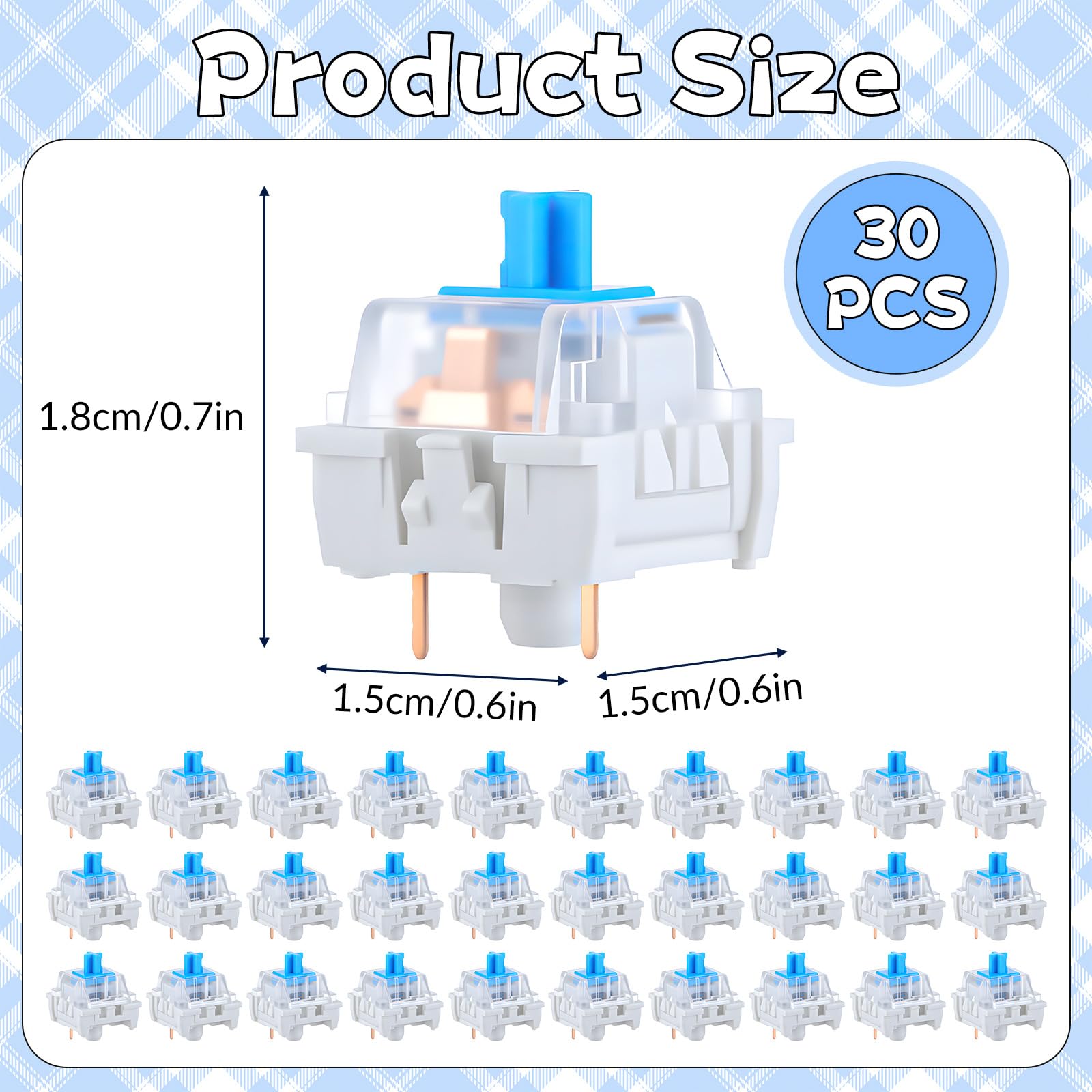 30 PCS Mechanical Keyboard Swi - مراجعة Gaming Keyboard Blue وسعره