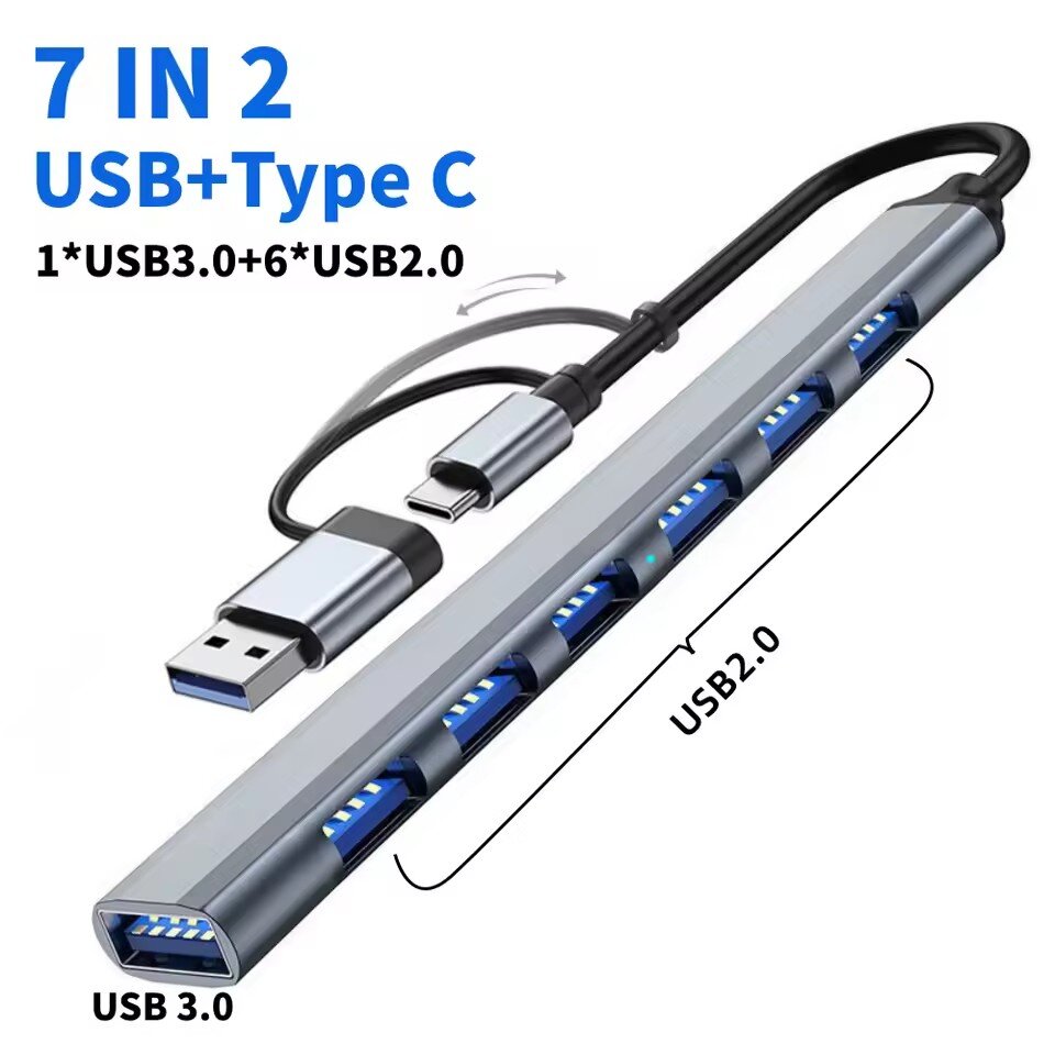 7 Ports USB 3.0 Type C HUB Exp - مراجعة Gaming Keyboard Type C وسعره