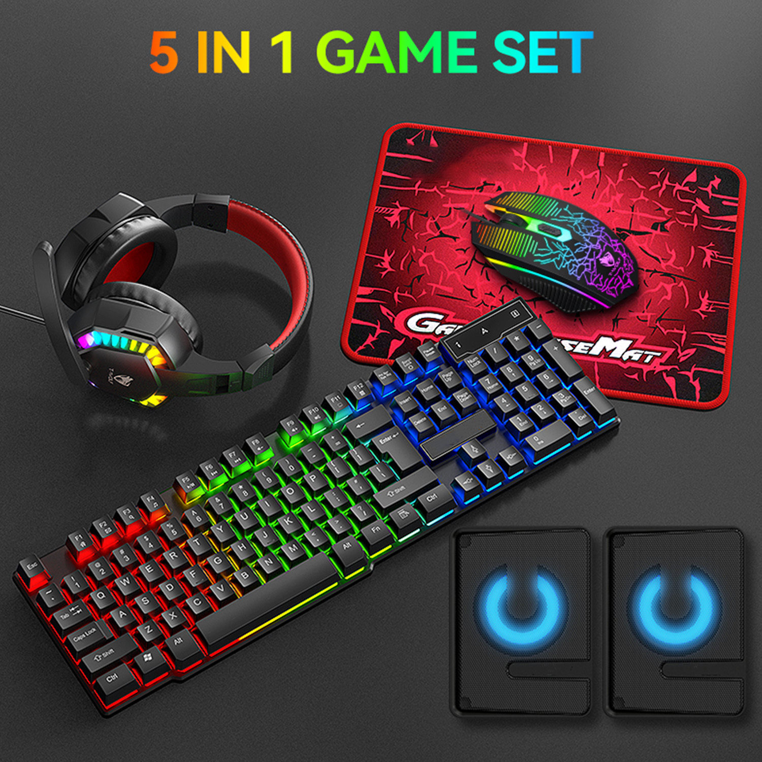5-in-1 Set Gaming Combo Keyboa - مراجعة Gaming Keyboard Mouse Combo وسعره