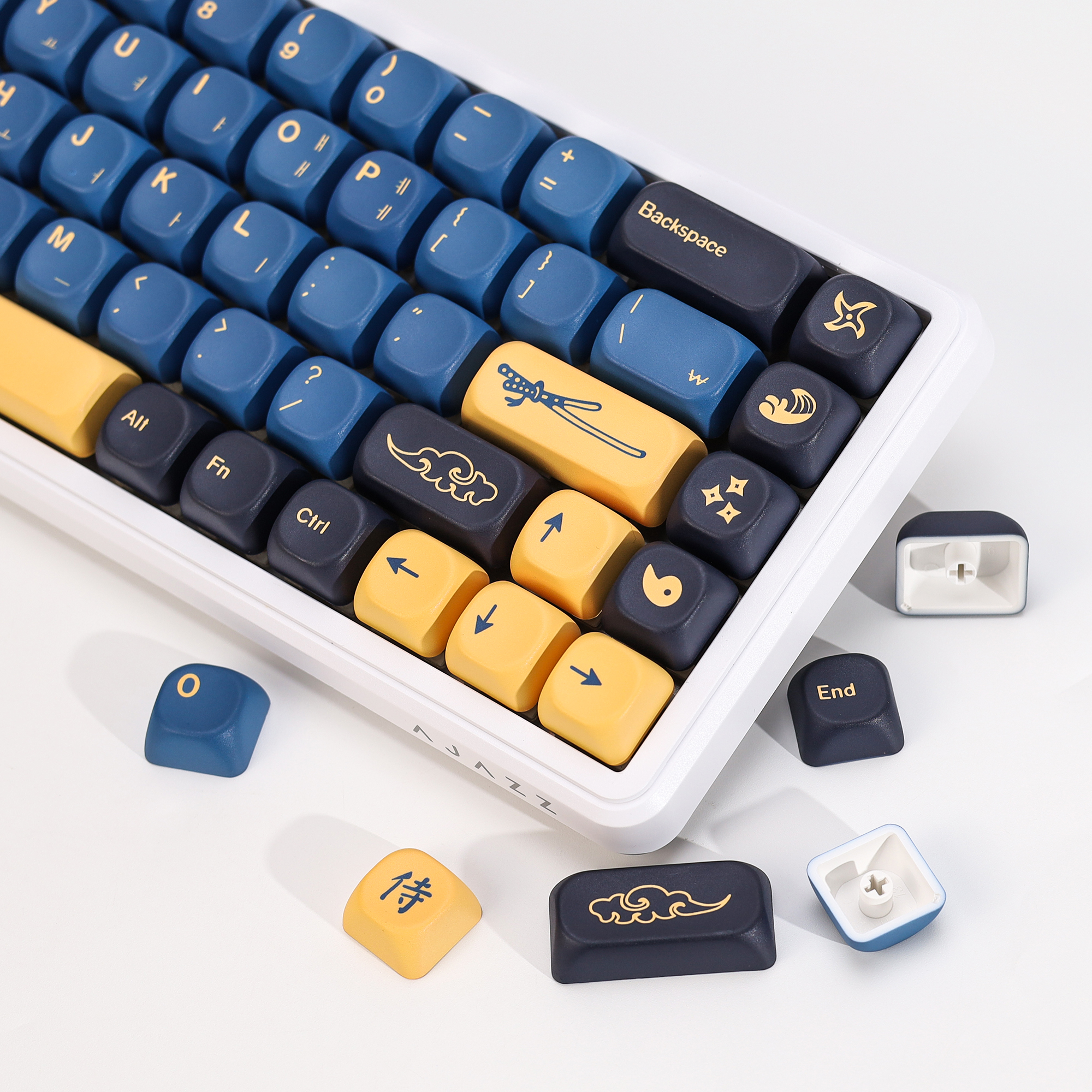 KBDiy Korean Keycap Retro GMK  - مراجعة Gaming Keyboard Blue وسعره